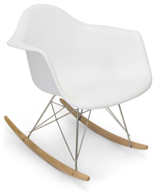 Molded Plastic Rocker, White Modern Rocking Chairs by Inmod