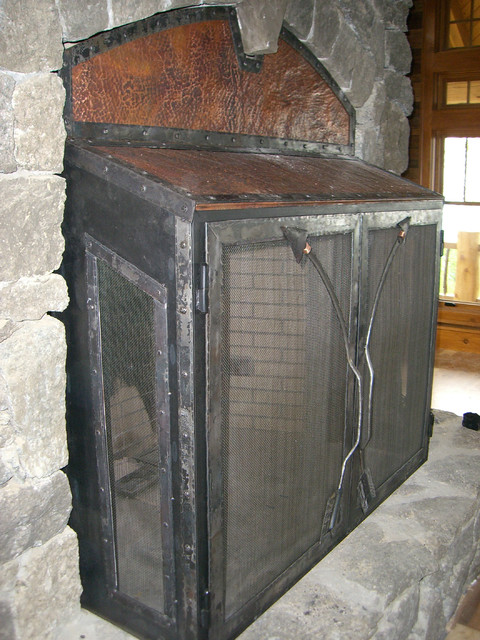 Oak Hill Iron Fire Place Accessories eclectic family room