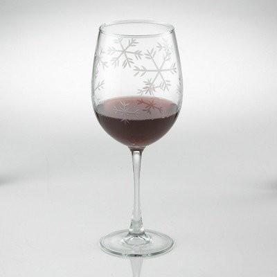 Etched Snowflake Stemmed Wine Glass (Set of 2) contemporary-wine-glasses