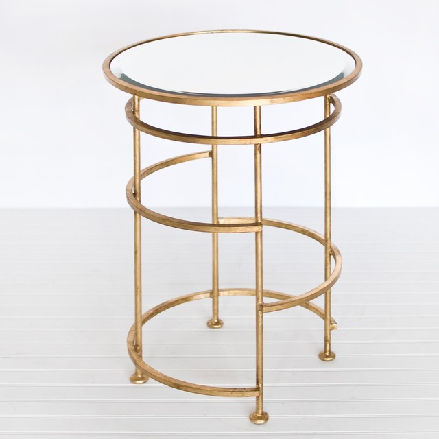 Worlds Away Saturn Ringed Round Side Table in Gold Leaf Traditional Side Tables And End
