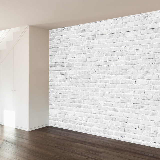 White Washed Brick Wall Mural Decal Contemporary Wall Decals by