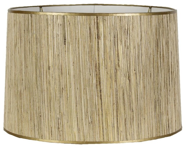 15" Gold Grasscloth New Drum Shade Lamp Shades by Shades of Light