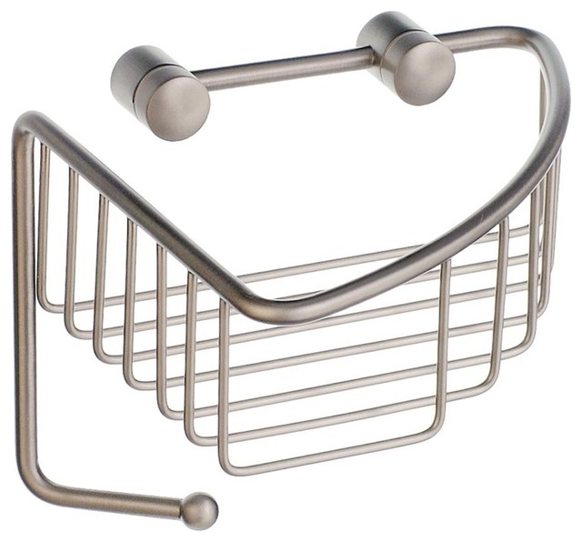 Sideline Corner Soap Basket in Brushed Nickel Finish Contemporary