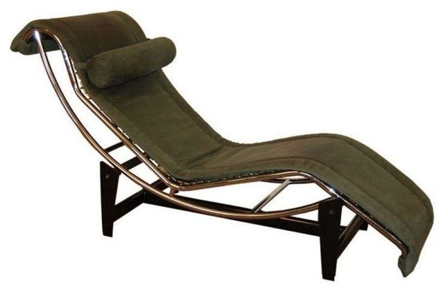 Le Corbusier LC4 Green Leather Chaise Longue - Modern - Indoor Chaise