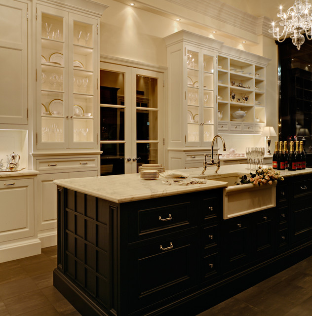 Black Cabinets White Kitchens with Islands