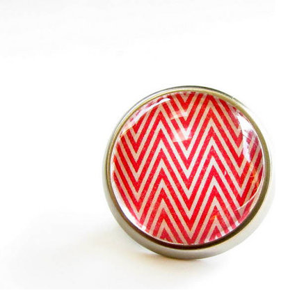 Red Chevron Modern Cabinet Knob By feather & wind contemporary knobs