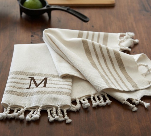 Striped Fringe Bar Towel Traditional Dish Towels by Pottery Barn
