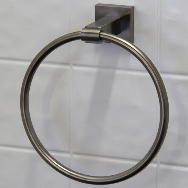 Allure Square Design Hand Towel Ring in Brushed Nickel Modern Towel