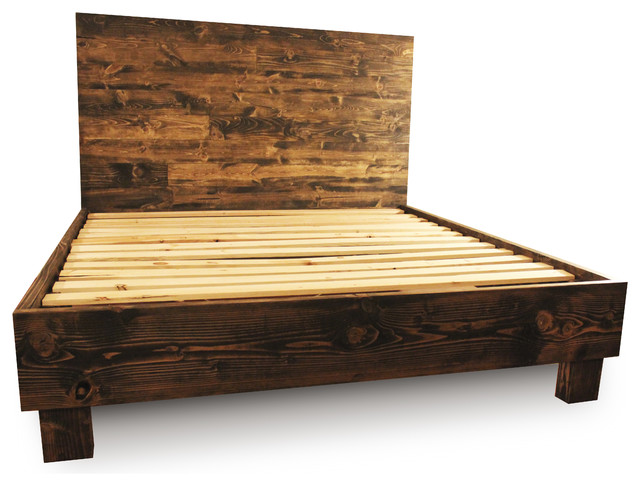 Platform Bed Frame, Dark Walnut, California King rustic-platform-beds 
