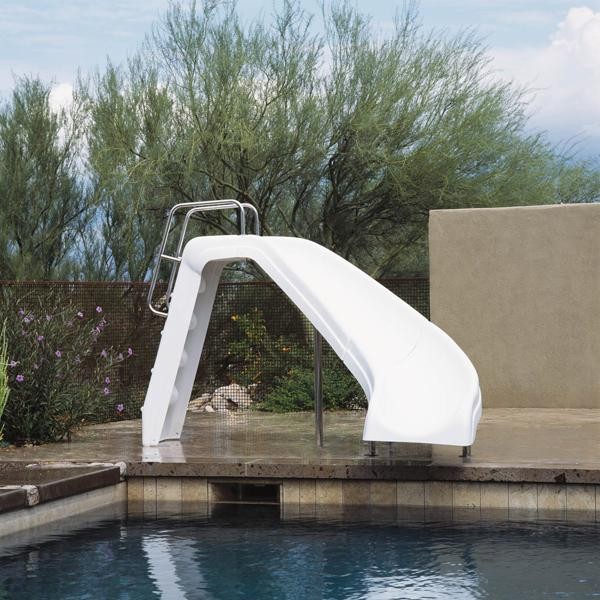 InterFab White Water Complete Left Curve Pool Slide Contemporary