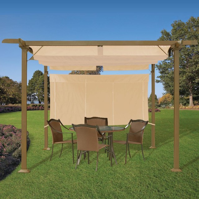 Pergola with Adjustable Shades Transitional by Brookstone
