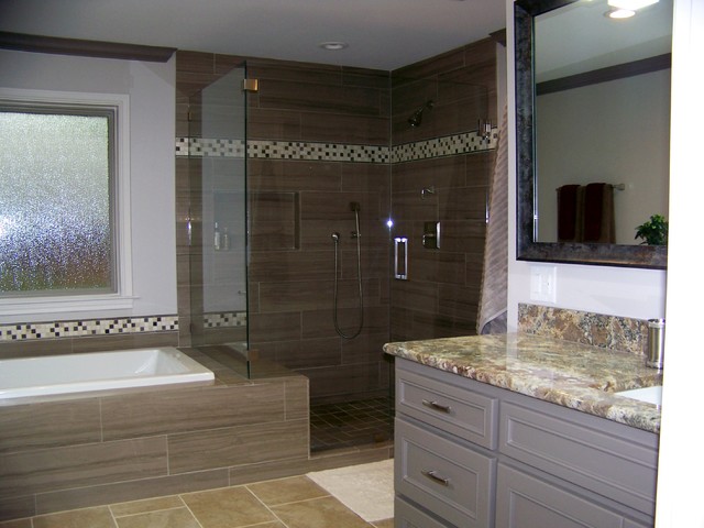 Gray Master Bath Remodel traditional