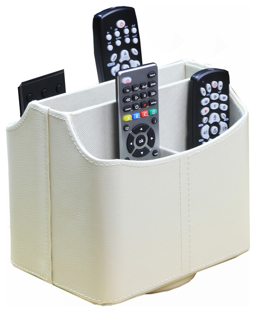 Spinning White Remote Control Organizer Traditional Desk