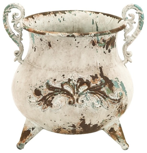 Vintage Style Kettle Metal Vase Rustic Antique Indoor Outdoor Decor