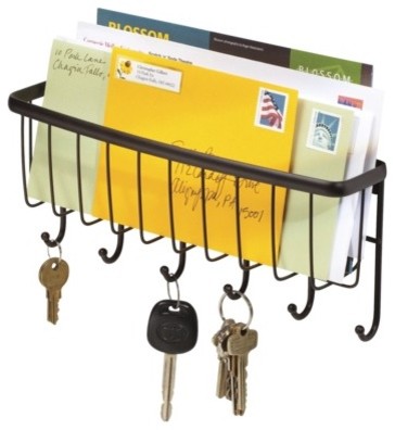 InterDesign Axis Wallmount Mail & Key Rack, Bronze - traditional ...