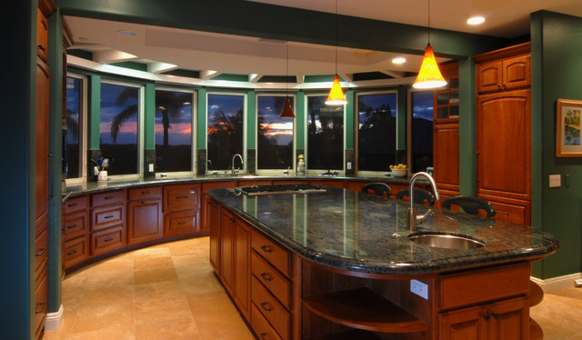 Arched Kitchen with San Diego Sunset traditional-kitchen
