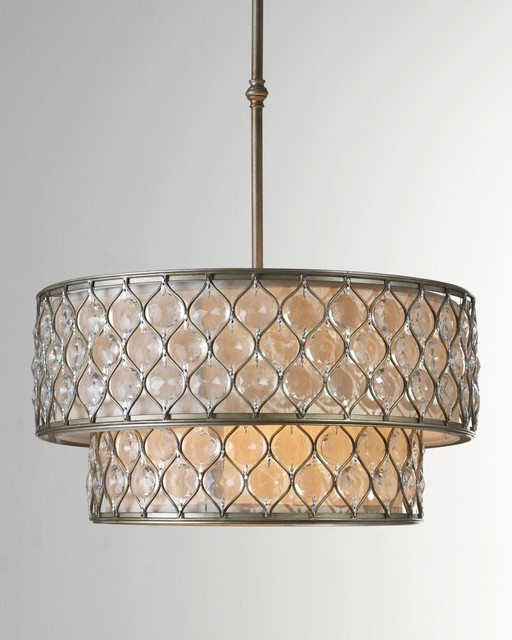 Lucia Double Bauhinia Crystal Chandelier Drum Pendant Traditional