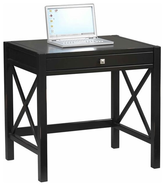 Linon Anna Laptop Desk in Distressed Antique Black Transitional