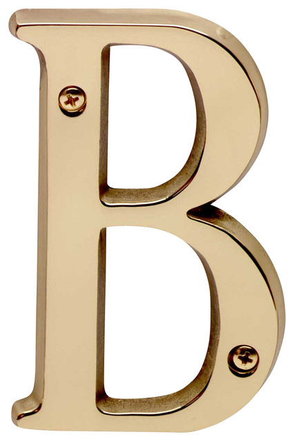 House Numbers Bright Solid Brass 4" House Letter B - Traditional ...