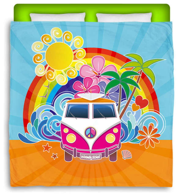 Eco Friendly Made In USA "Peace Bus" Surfer Bedding Queen Comforter... Eco Friendly Made In USA "Peace Bus" Surfer Bedding Queen Comforter...
