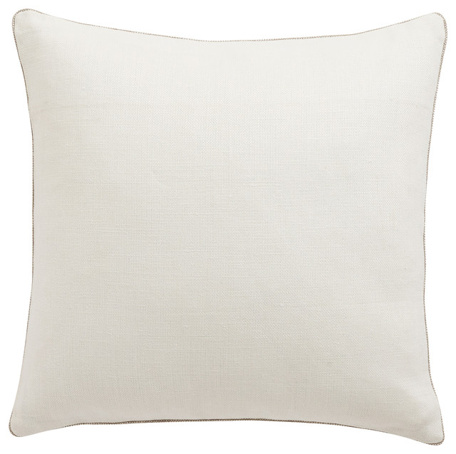 Belgian Linen Pillow Cover Oyster - Oatmeal Piped, 20x20 - Modern - Decorative Pillows - by Barn ...