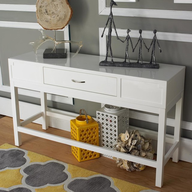 Sleek White Lacquered Console Table Coffee Tables By