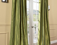 HPD's Exclusive Fern Faux Solid Taffeta Silk Curtains & Drapes contemporary-curtains