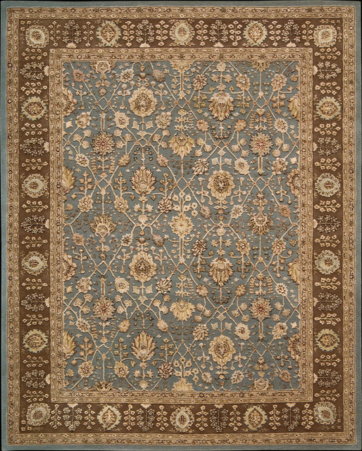 Nourison 3000 3102 Light Blue Area Rug, 5'6"x8'6" Victorian Area