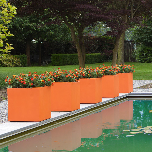 AuthenTEAK Lightweight Fiberglass Planters Outdoor Pots And Planters