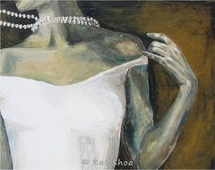 Art Canvas print Giclee painting Figurative white yellow ocher bedroom living contemporary artwork