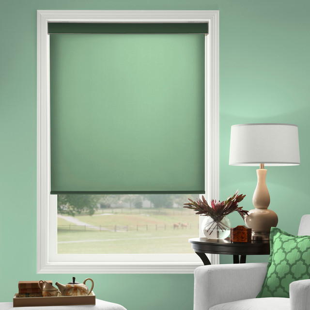 Laura Ashley Roller Shades in Dark Green Traditional Roller Shades