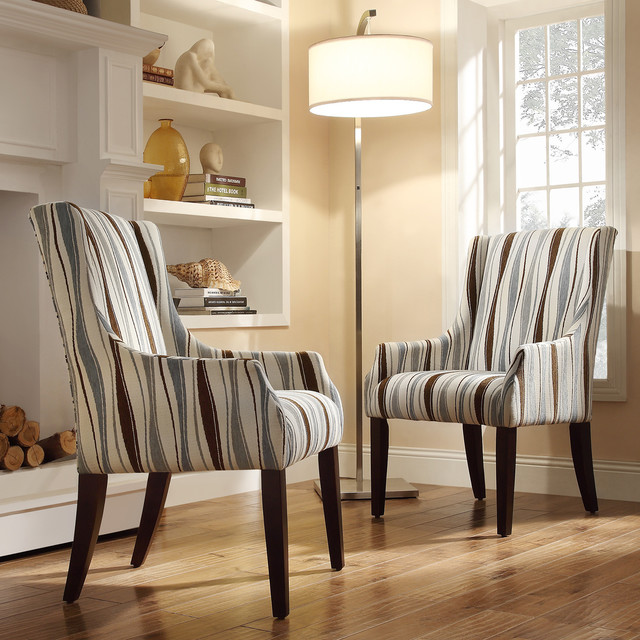 INSPIRE Q Jourdan Vertical Wavy Stripe Sloped Arm Hostess Chair