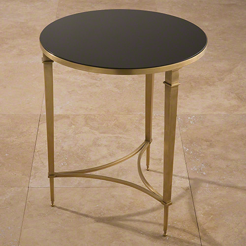 Global Views Round French Square Leg Table Brass & Black Granite