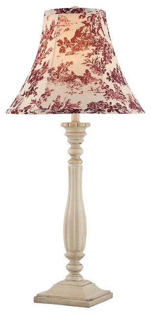 Country - Cottage Red Toile Shade Fluted French Table Lamp ...