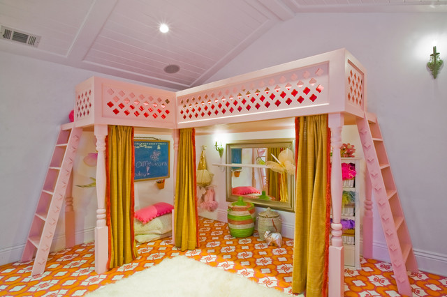Menlo Park Fantasy Girls' Playroom with Custom Loft Bed - Eclectic ...