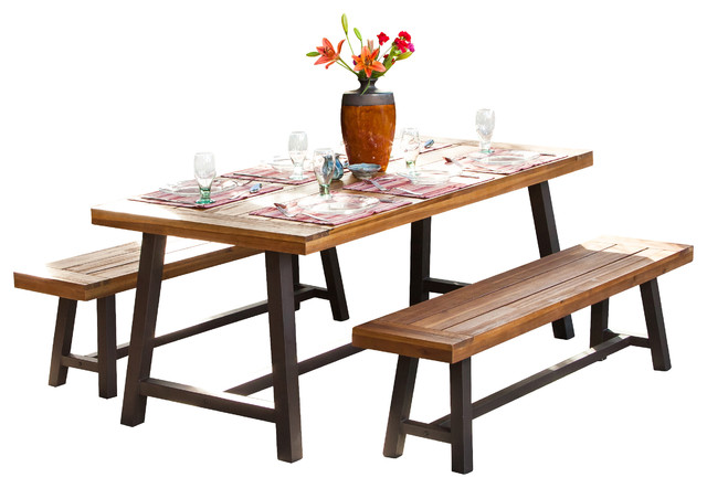 Bowman Picnic Table Set - Rustic - Outdoor Dining Sets - by Great Deal 