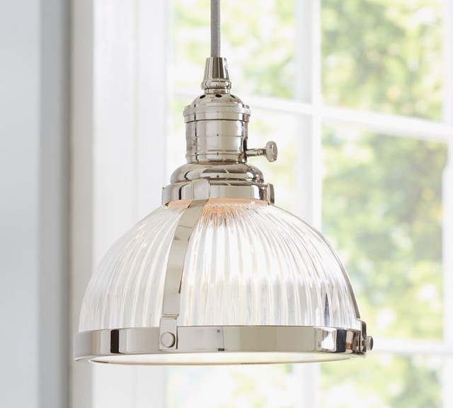 PB Classic Pendant, Ribbed Glass  Industrial  Pendant 