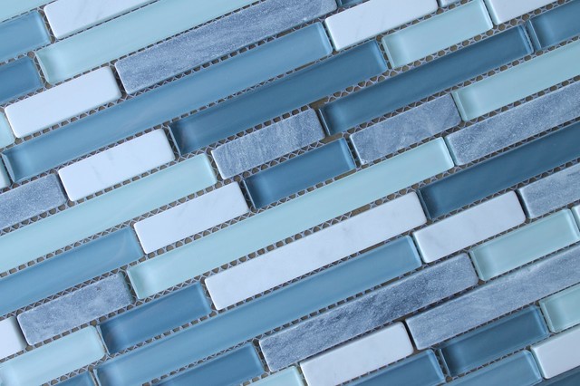 Bliss Series Waterfall Linear Glass And Stone Mosaic Tiles From