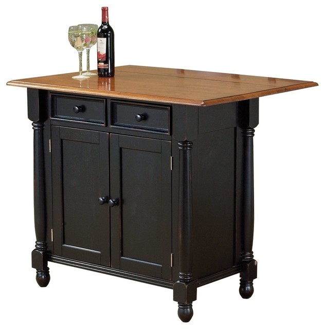 Sunset Trading Drop-leaf Island, Antique Black/Cherry ...