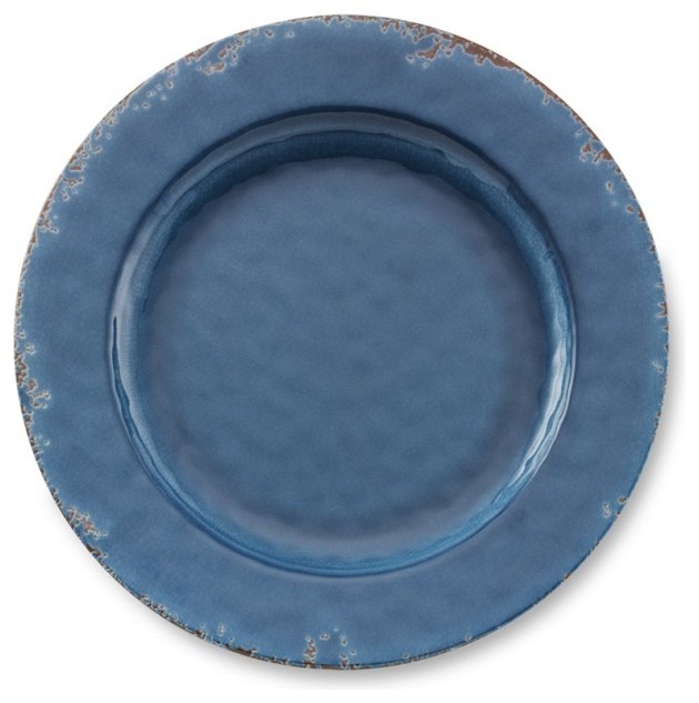 Rustic Melamine Dinner Plates, Azure Blue Traditional Dinner Plates