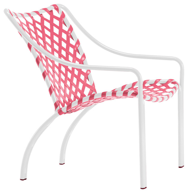 Tamiami Lounge Chair, Vinyl Lace, Hot Pink Strap, White Lite Finish