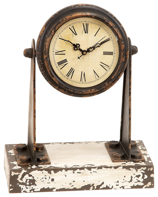 AntiqueStyle Weathered Miniature 12inch Spotlight Mantle Clock Desk