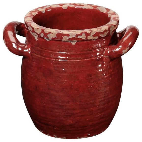 Rustic Cucina Crock, Medium Red Traditional Utensil Holders And Racks by Pottery Barn