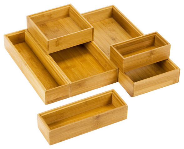 Stackable Bamboo Drawer Organizers - Traditional - Kitchen ...