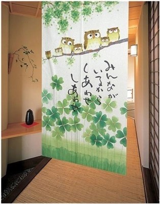 Clover And Owls Family Japanese Noren Door Curtain - contemporary ...
