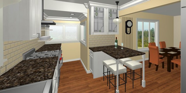 Modern French chic; Kitchen reno, from conceptual to completion eclectic rendering