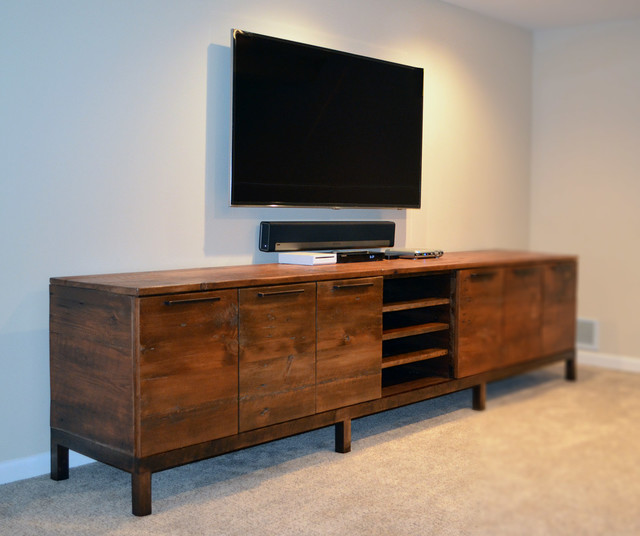 Reclaimed wood media center console Rustic Entertainment Centers