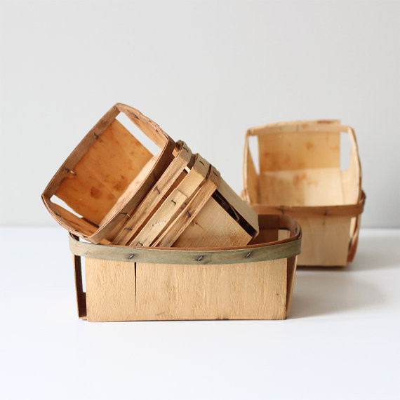 Balsa Wood Berry Basket Set by AM Radio Traditional Baskets by Etsy