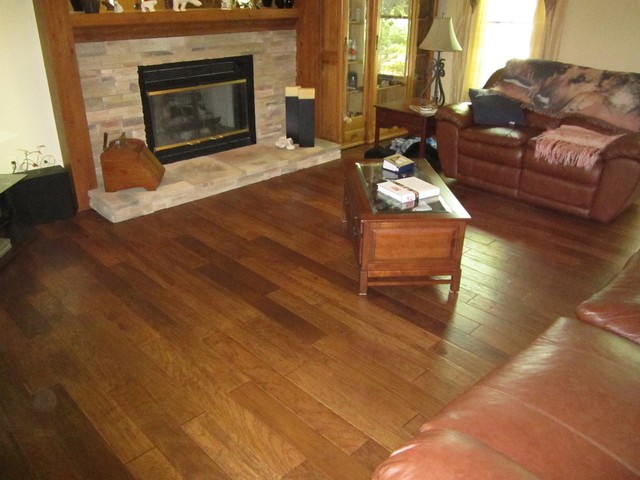 Distressed engineered hardwood floors - traditional - living room ...