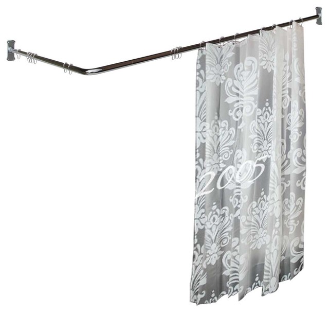 Shower Curtain Rods Bright Chrome 2 Sided Shower Curtain Rod Transitional Curtain Rods by